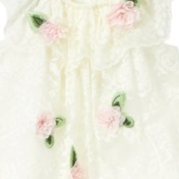 NWT Ivory Floral-Accent Ruffle-Collar Dress 4T - Picture 3 of 4